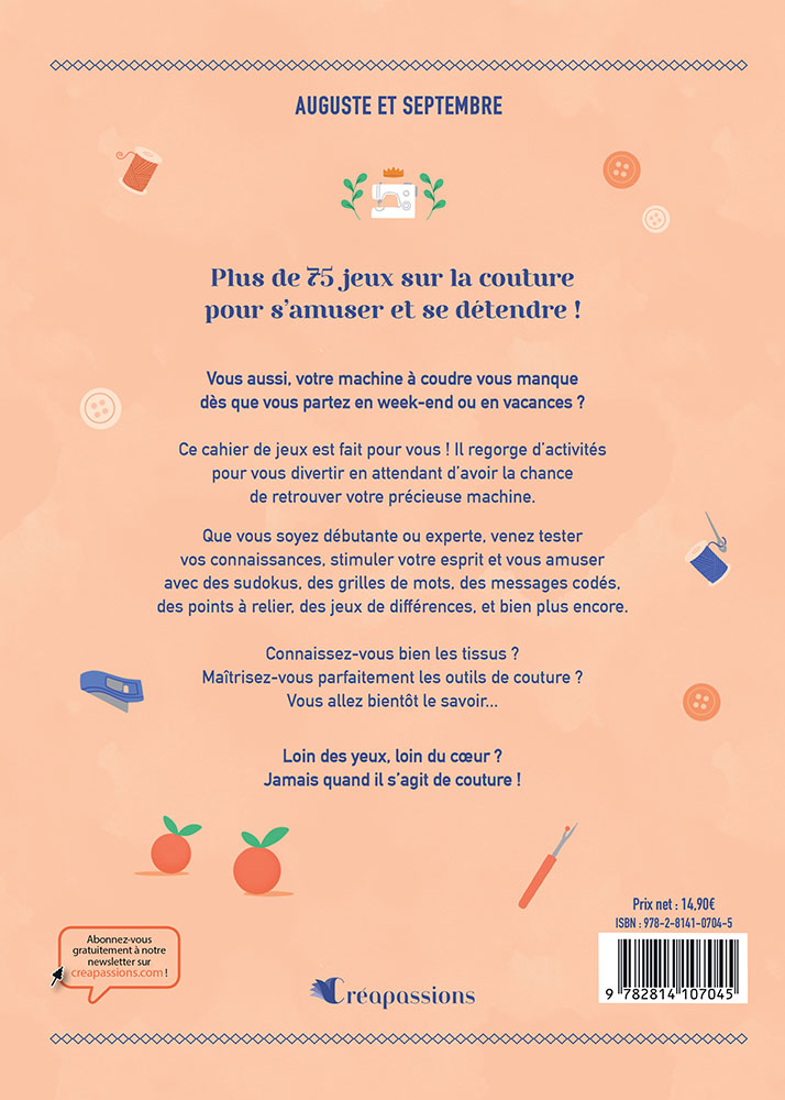 Mon cahier de jeux 100% couture